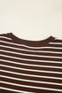 Classic Striped Ribbed Knit Long Sleeve Cropped Pullover